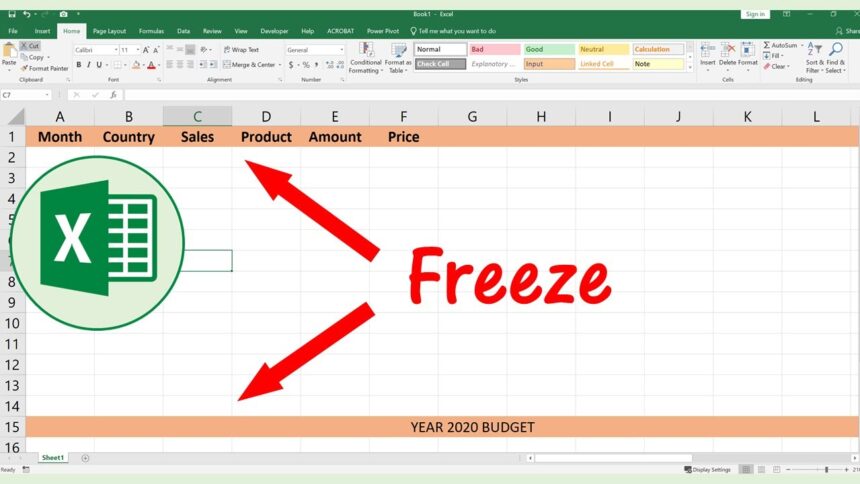 how to freeze a row in excel